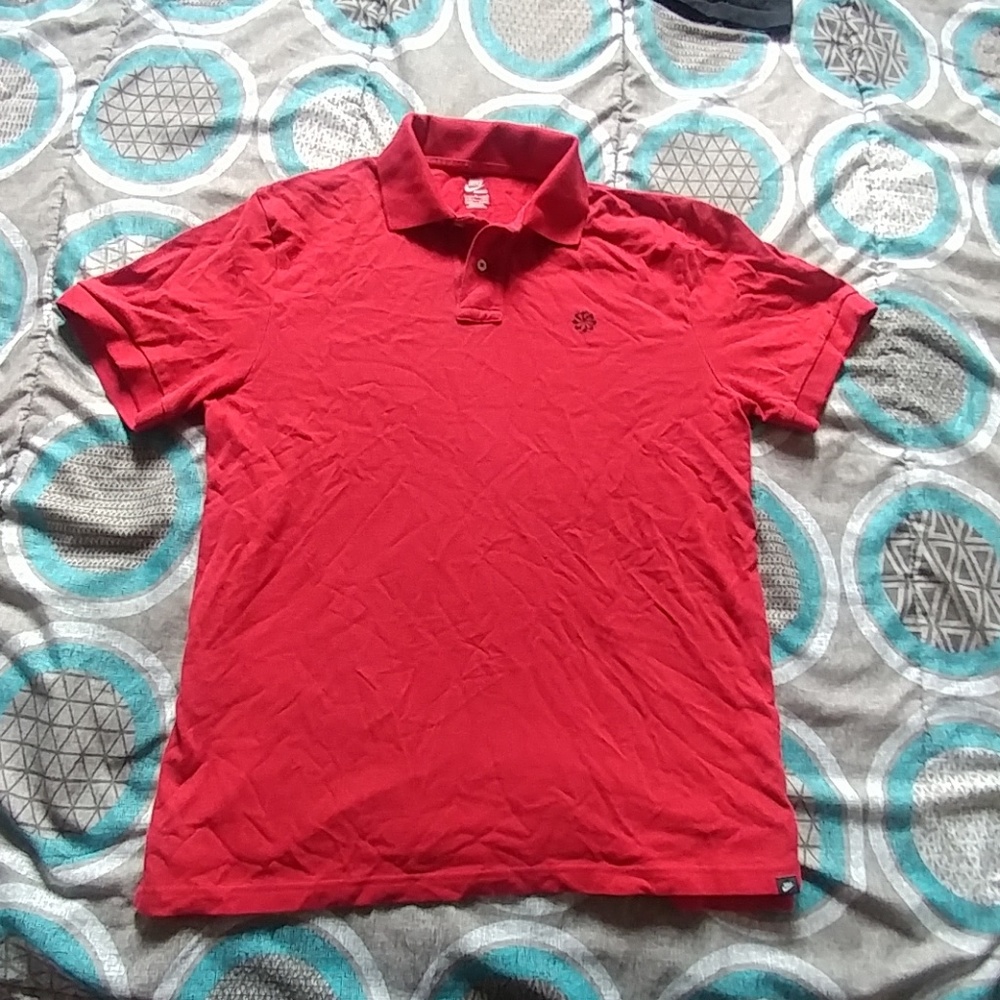 Red Nike Polo Style T Shirt